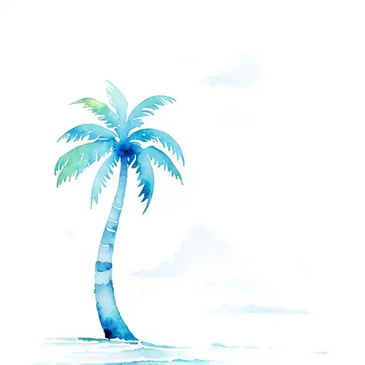 wave beach palm tree made tattoo design idea