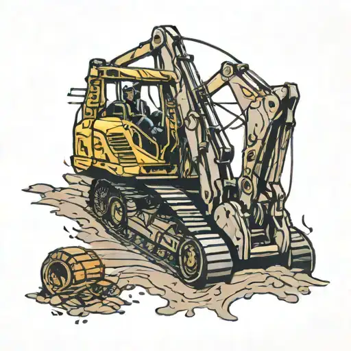 excavator digging tattoo design idea
