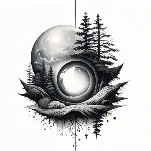 physics and nature elements tattoo design idea