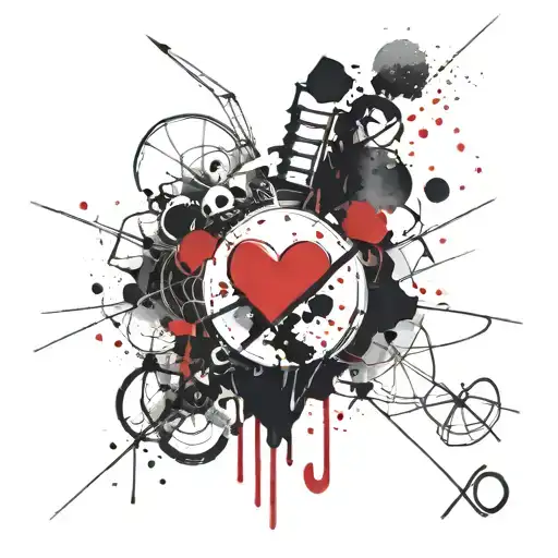 XO with a small red heart tattoo design idea