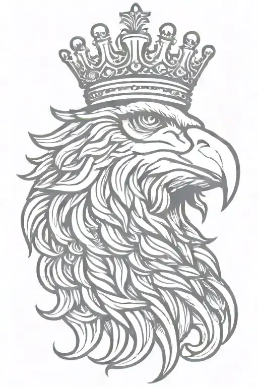 regal eagle wearing a crown hanging tattoo design idea