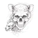 skull, rats, lines tattoo design idea