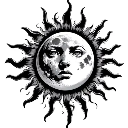 sun shining full moon tattoo design idea