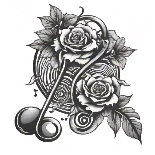 music notes with january, may and august birth flowers tattoo design idea