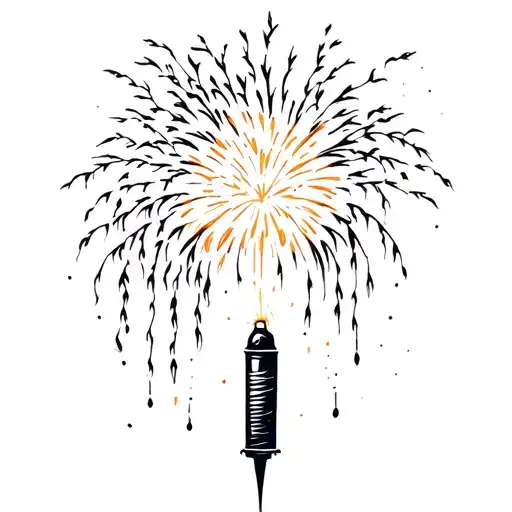 Weeping willow firework on my shoulder with an artillery shell firework right below it  tattoo design idea