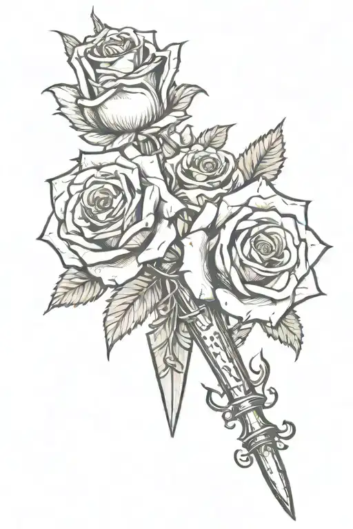Dagger and rose tattoo design idea