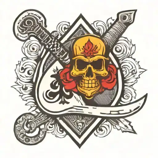 ace of spades card with firefighter axe  tattoo design idea