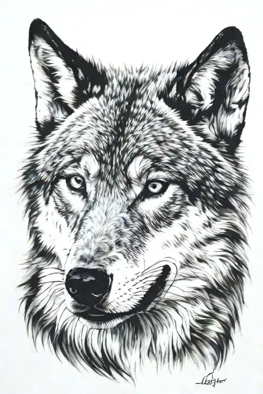 wolf head tattoo design idea