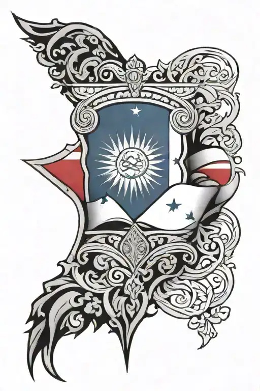 tribal tattoo showing the Dominican Republic flag and New York City mixed together and loyalty respect Warrior symbol tattoo design idea