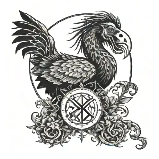 Dodo, fantasy, realistic tattoo, extinction symbol tattoo design idea