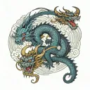 two dragons good and evil tattoo design idea