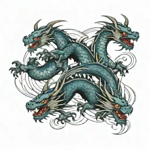 two dragons good and evil tattoo design idea