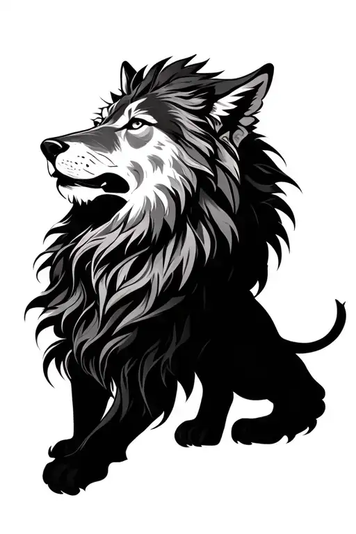 MANDALA LION WOLF AND tattoo design idea