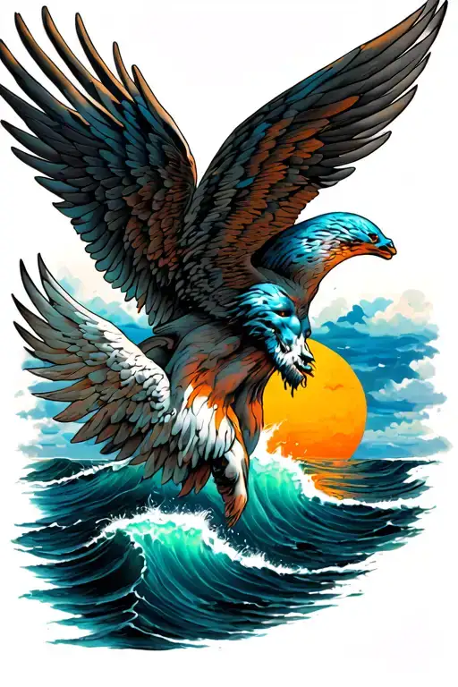icarus , sun and ocean tattoo design idea