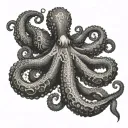 nautical map octopus tattoo design idea