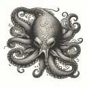 nautical map octopus tattoo design idea