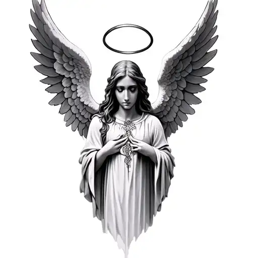 seraphim angel with halo neck tattoo tattoo design idea