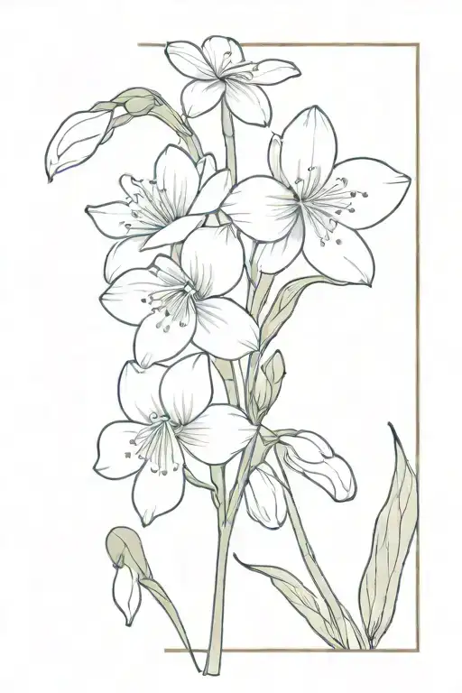 crysanthemum snowdrop sweet pea bouquet tied tattoo design idea