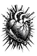 heart attack survivor breaking chains tattoo design idea