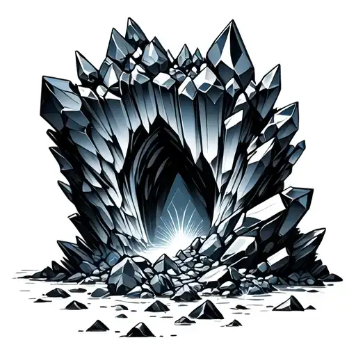 a cave made of dark crystals tattoo design idea