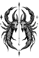 Create tattoo design that combines the symbols of Sagittarius as a father, Scorpio as a mother, and Cancer as a daughter tattoo design idea