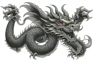 full black Japan dragon without wings  tattoo design idea