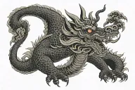 full black Japan dragon without wings  tattoo design idea