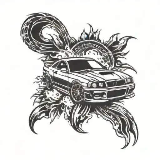 car drift car tattoo design idea