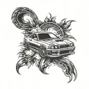 car drift car tattoo design idea