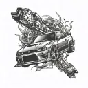 car drift car tattoo design idea