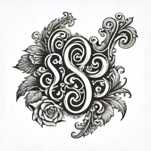 555 monogram tattoo design idea