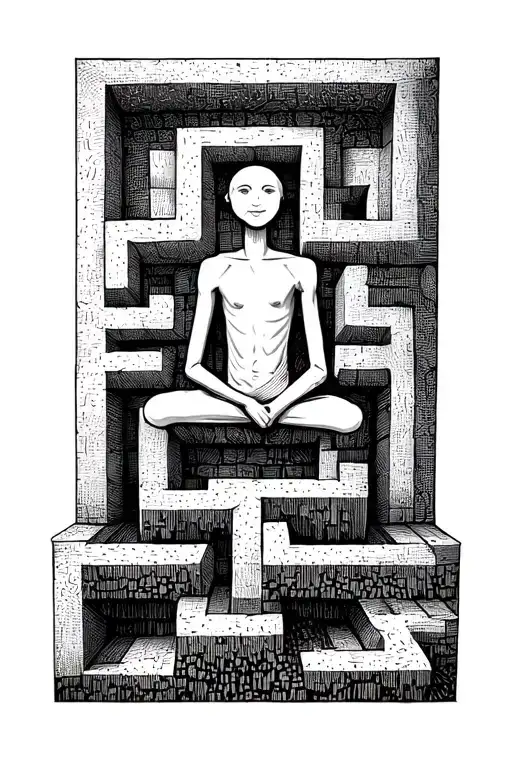 maze with little stick figure sitting on top  tattoo design idea