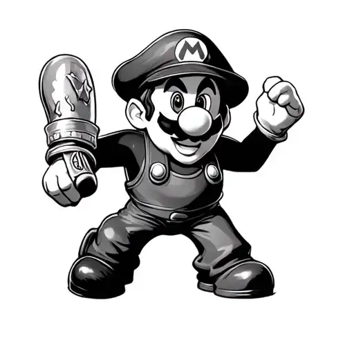mexican mario boo tattoo design idea