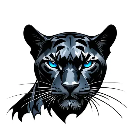 black panther with blue eyes tattoo design idea