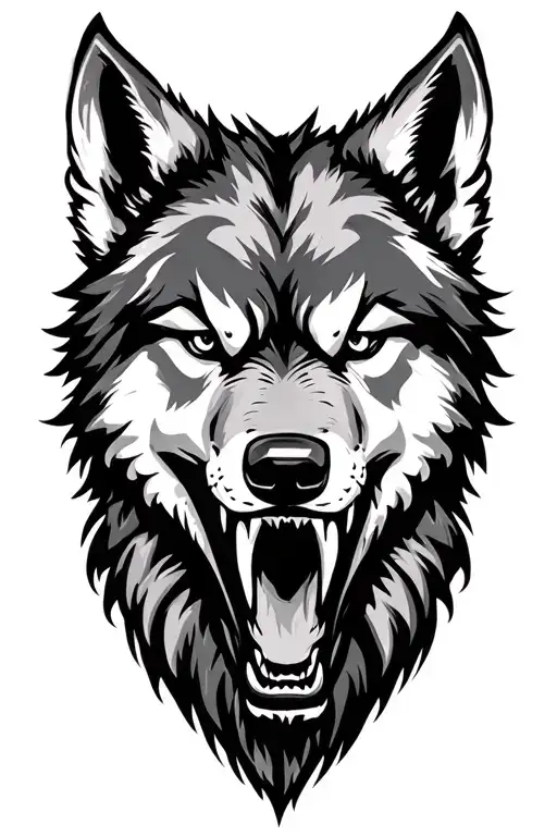 snarling wolf head tattoo design idea