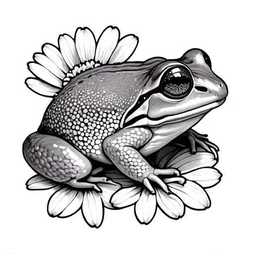 cherry blossom daisy honeysuckle toad tattoo design idea