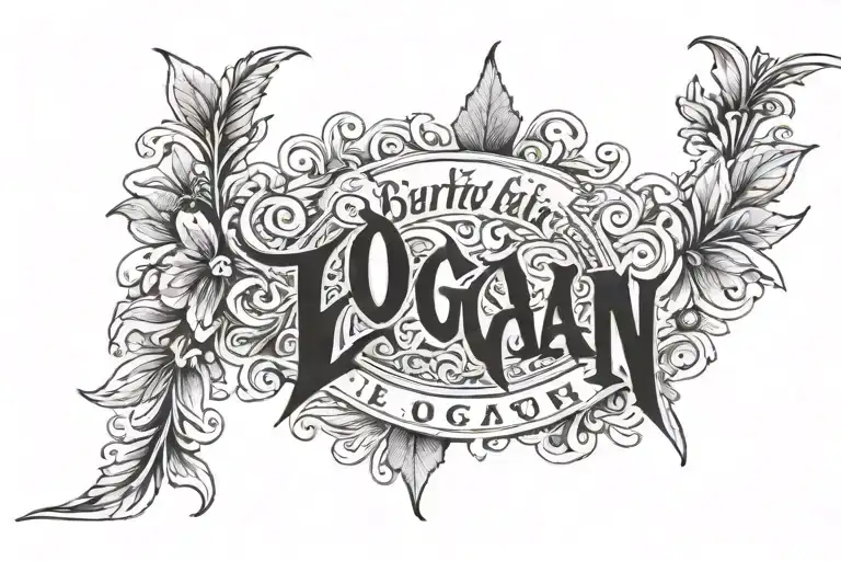 armband tattoo with the name "Logan" and birthdate "24.08.2024" below it tattoo design idea