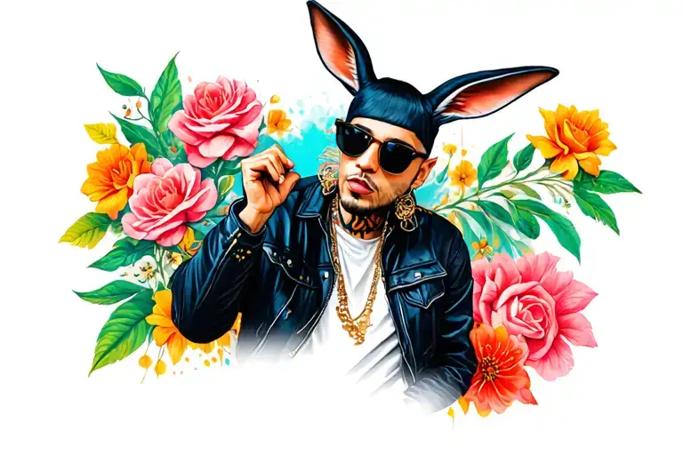 Bad Bunny performing tattoo design idea