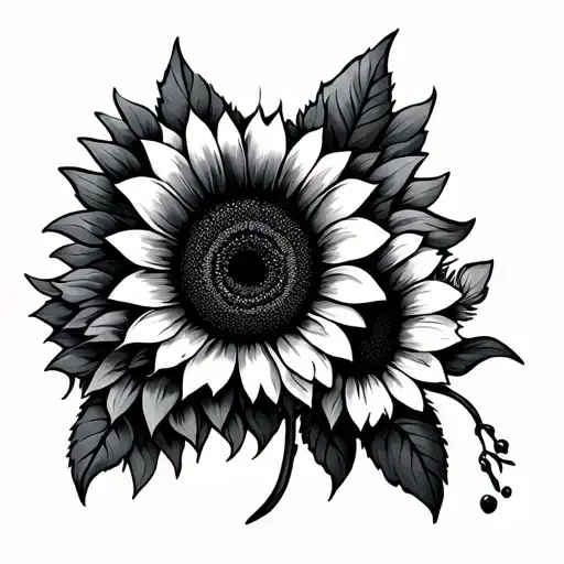 wishbone, fox paw print, and sunflowers tattoo design idea