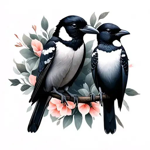2 Magpies tattoo design idea