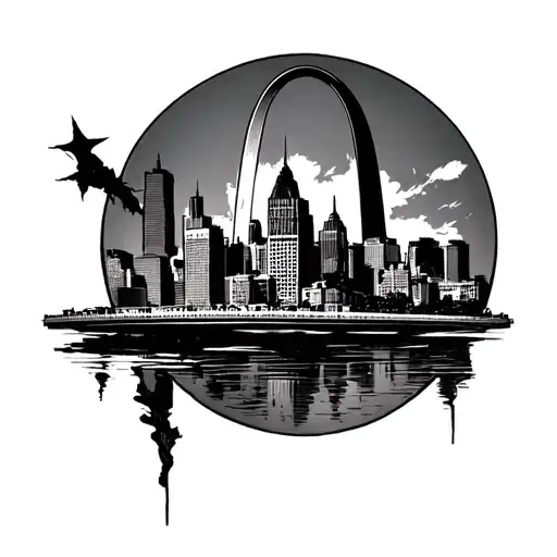 St Louis city skyline shoulder tattoo design idea