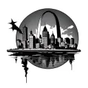 St Louis city skyline shoulder tattoo design idea