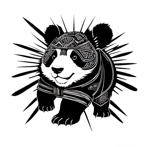 Samurai panda tattoo design idea
