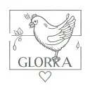 Gloria name with baby chicken tattoo design idea