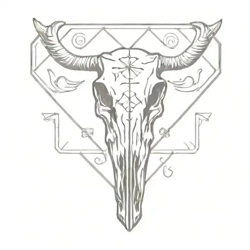 ace playing cards western bull skull tattoo design idea