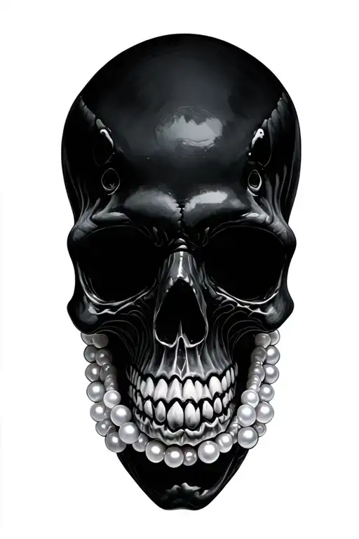 skull pearls shark tattoo design idea