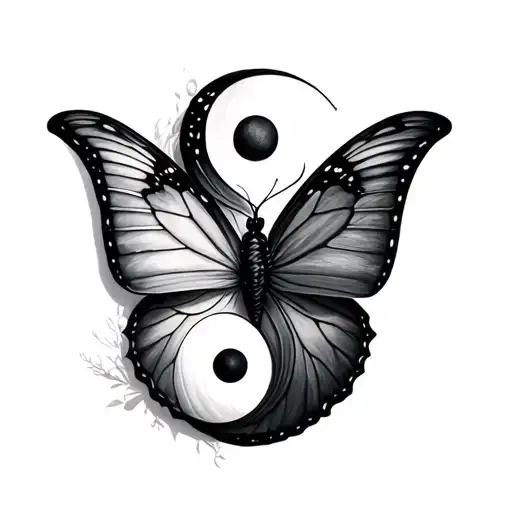 Butterfly Yin Yang Symbol tattoo design idea