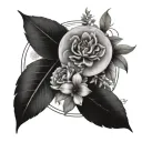 birds moon botanical elements tattoo design idea