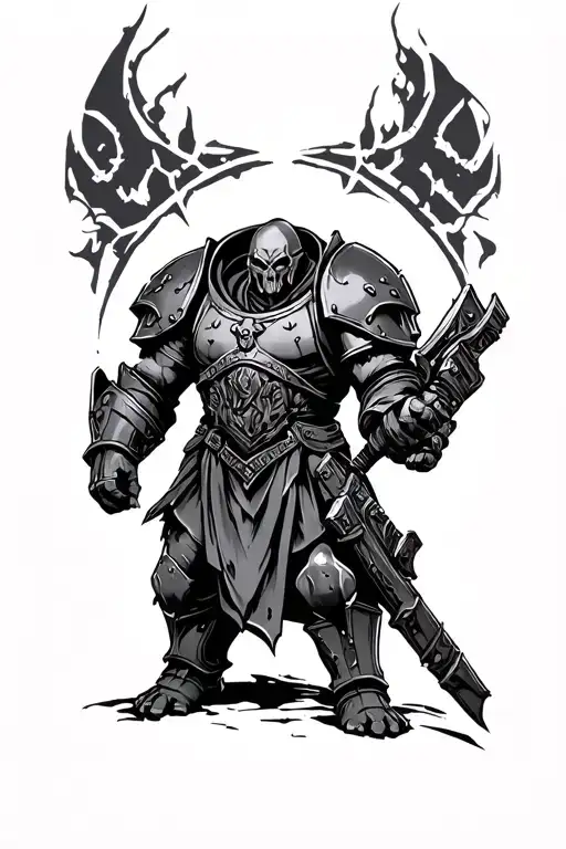 Warhammer 40k black tample thigh tattoo tattoo design idea