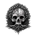 "Memento Mori" life tree half live half die tattoo design idea